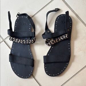 UGG Black Sandals with Braided Strap